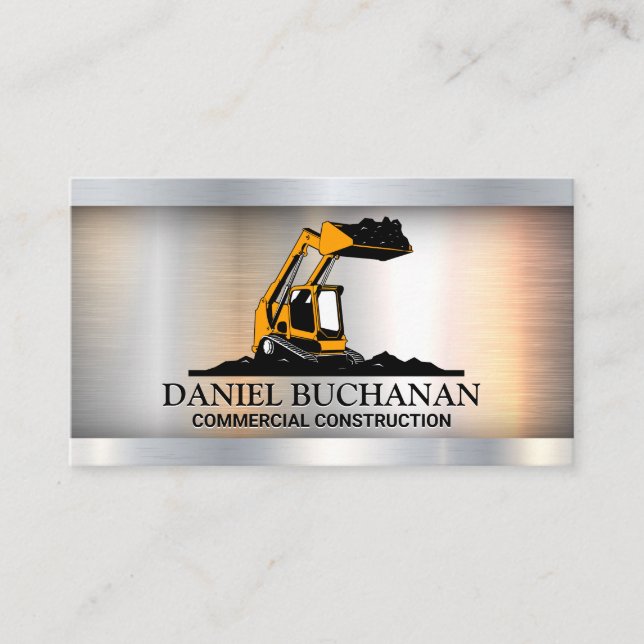 Construction Vehicle | Metallic  Business Card (Front)