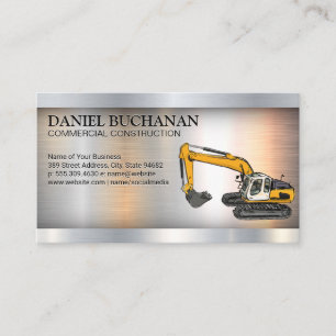 Construction Vehicle Metallic Industrial Business Card
