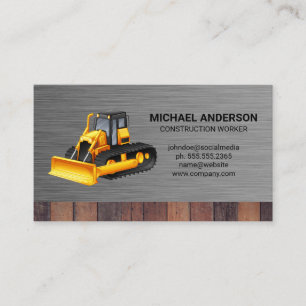 Construction Vehicle   Metallic Wood Business Card