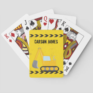 Construction Vehicle Personalised Yellow Kids Playing Cards