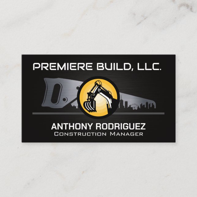 Construction Vehicle | Real Estate Builds Business Card (Front)