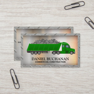 Construction Vehicle   Steel Grid Border Business Card
