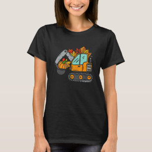 Construction Vehicle Thanksgiving Pumpkin Fall Aut T-Shirt
