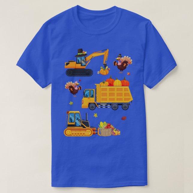 Construction Vehicle Thanksgiving Truck Turkey Boy T-Shirt (Design Front)