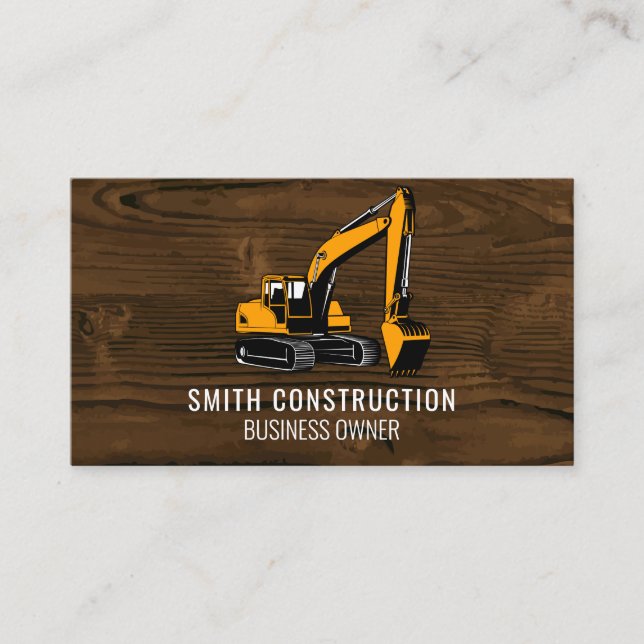 Construction Vehicle | Wood Business Card (Front)