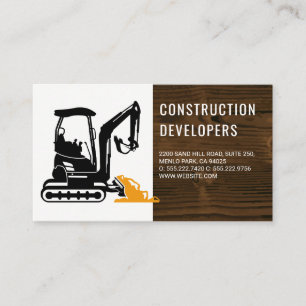 Construction Vehicle   Wood Grain Business Card