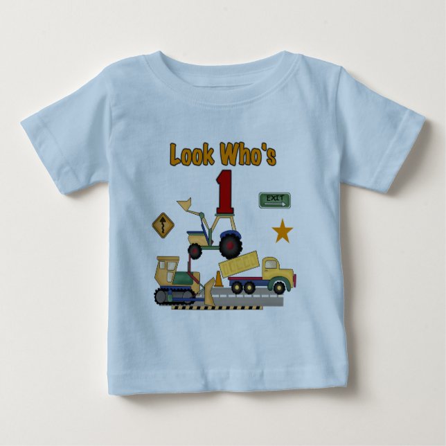 Construction Vehicles 1st Birthday Tshirts (Front)