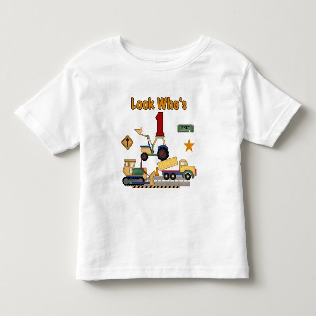Construction Vehicles 1st Birthday Tshirts (Front)