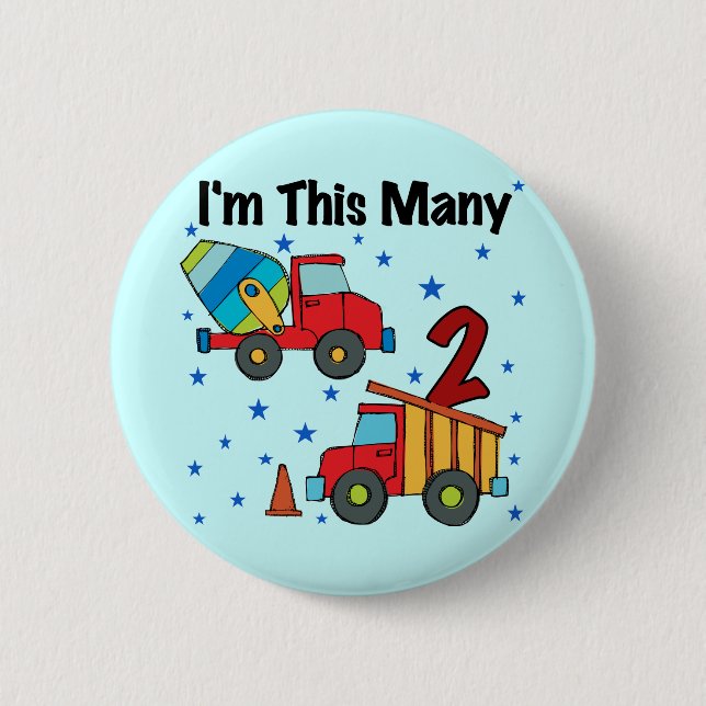 Construction Vehicles 2nd Birthday Gifts 6 Cm Round Badge (Front)