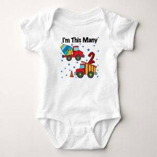 Construction Vehicles 2nd Birthday Gifts Baby Bodysuit