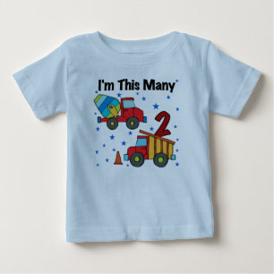 Construction Vehicles 2nd Birthday Gifts Baby T-Shirt