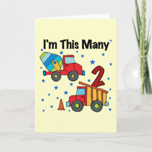 Construction Vehicles 2nd Birthday Gifts Card