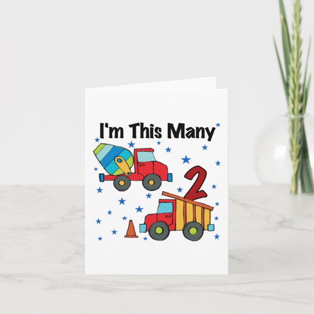 Construction Vehicles 2nd Birthday Gifts Card (Front)