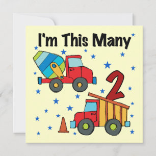 Construction Vehicles 2nd Birthday Gifts Card