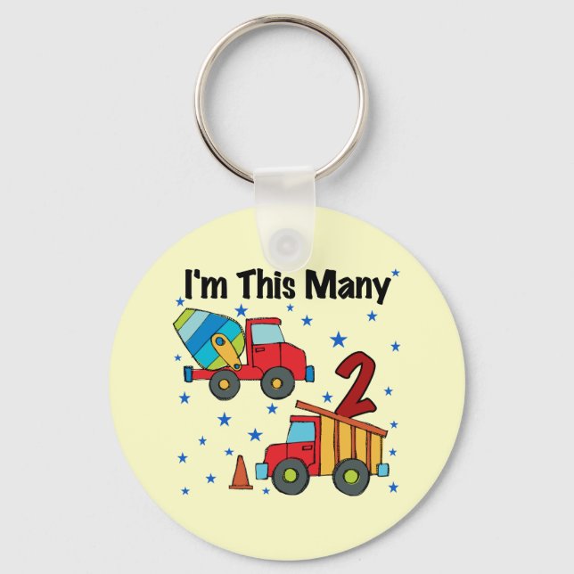 Construction Vehicles 2nd Birthday Gifts Key Ring (Front)
