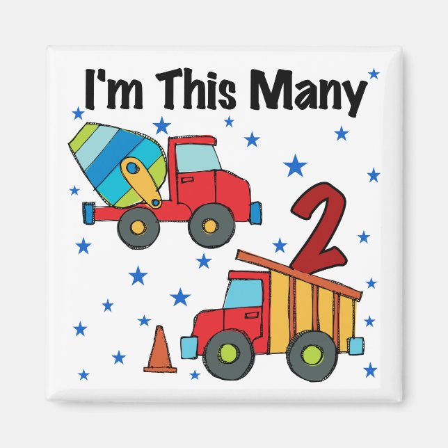 Construction Vehicles 2nd Birthday Gifts Magnet (Front)
