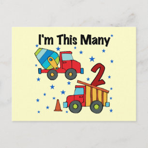 Construction Vehicles 2nd Birthday Gifts Postcard
