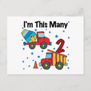 Construction Vehicles 2nd Birthday Gifts Postcard