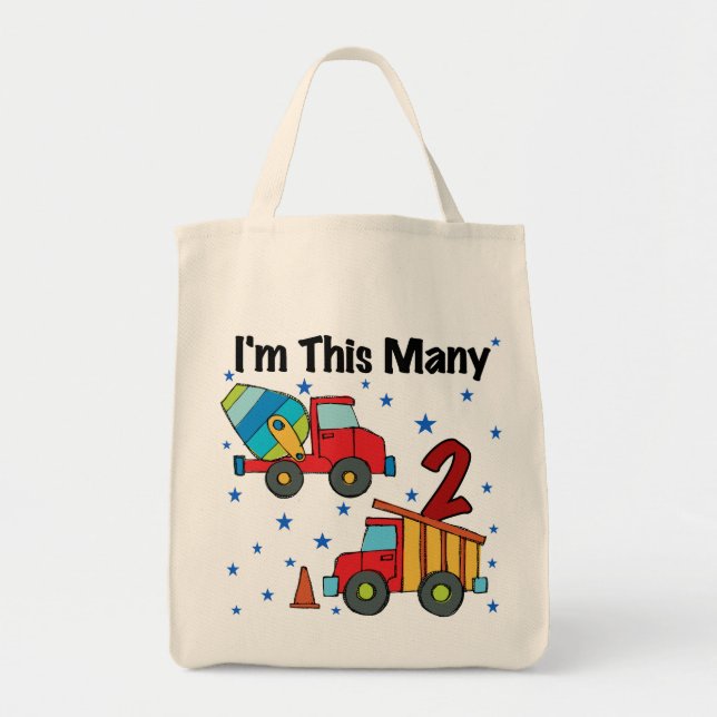 Construction Vehicles 2nd Birthday Gifts Tote Bag (Front)