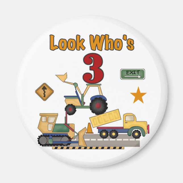 Construction Vehicles 3rd Birthday Tshirts Magnet (Front)