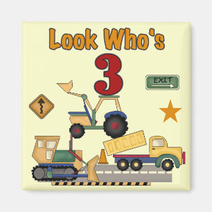 Construction Vehicles 3rd Birthday Tshirts Magnet