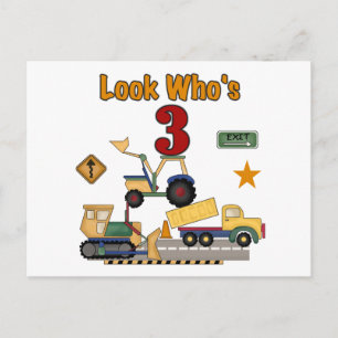 Construction Vehicles 3rd Birthday Tshirts Postcard