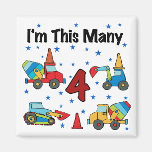 Construction Vehicles 4th Birthday T-shirts Magnet
