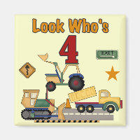 Construction Vehicles 4th Birthday Tshirts