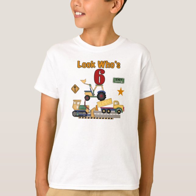Construction Vehicles 6th Birthday T-Shirt (Front)