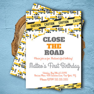 Construction Vehicles Birthday Dump Big One Invitation