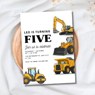 Construction Vehicles Birthday Dump Truck Party Invitation