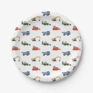 Construction Vehicles Birthday Party Paper Plate