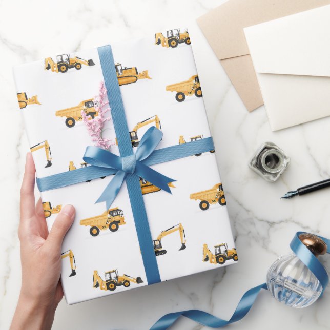 Construction Vehicles Birthday Party Wrapping Paper (Gifting)