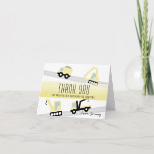 Construction Vehicles Birthday Thank You Card