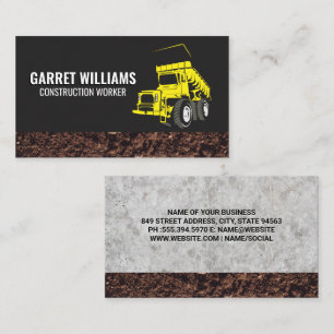 Construction Vehicles Dump Truck   Earth Mover Business Card