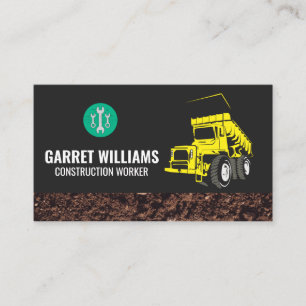 Construction Vehicles Dump Truck   Wrench Tools Business Card