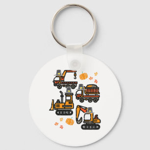Construction Vehicles Fall Toddler Boys Thanksgivi Key Ring