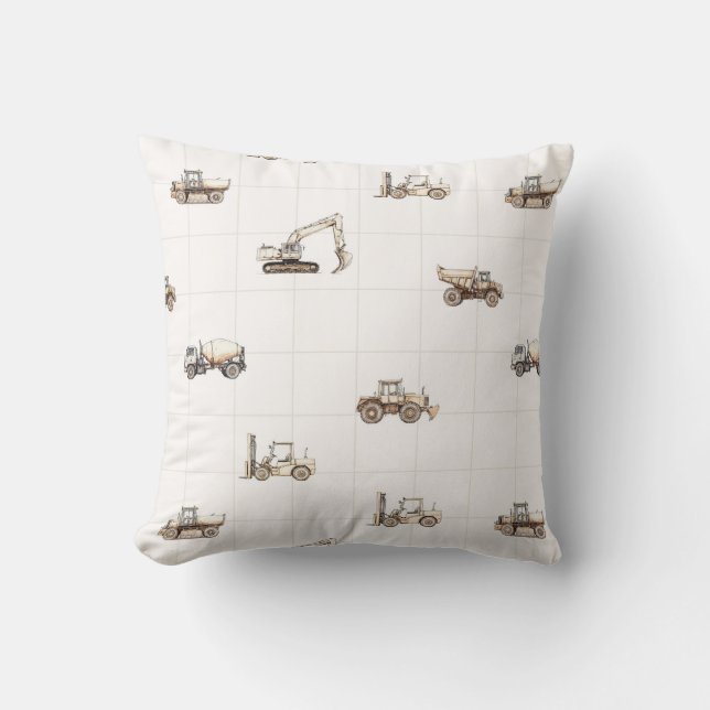 Construction vehicles heavy equipment beige  cushion (Front)
