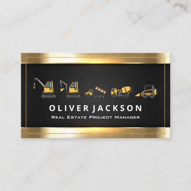 Construction Vehicles | Industrial Business Card (Front)