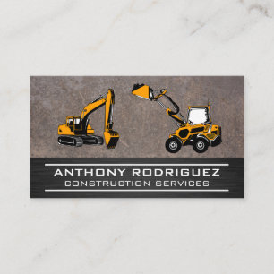 Construction Vehicles   Metal Business Card