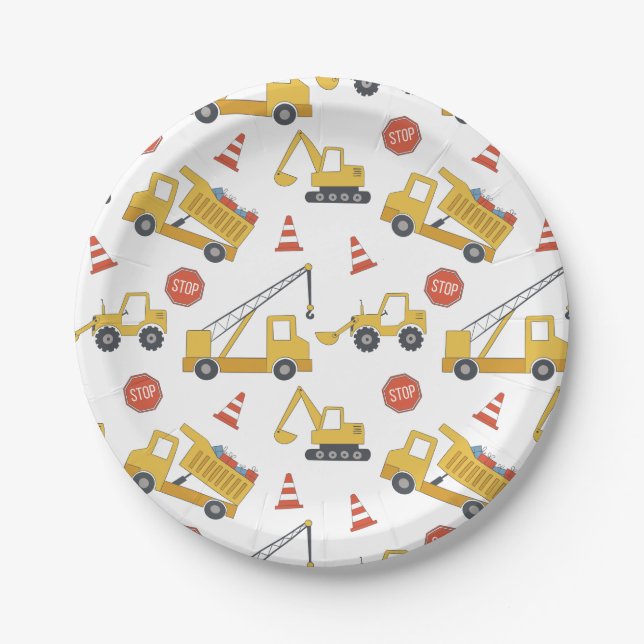 Construction Vehicles Party Plates (Front)