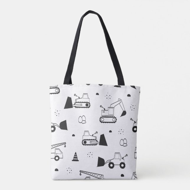 Construction Vehicles Pattern Tote Bag – Cute (Back)