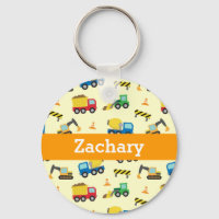 Construction Vehicles Personalised Keychain