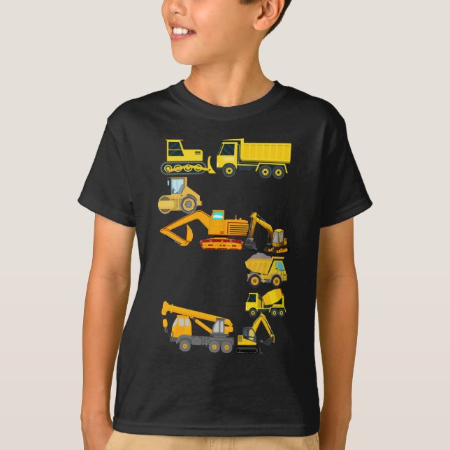Construction Vehicles Trucks For 5 Five Year Old T-Shirt (Front)