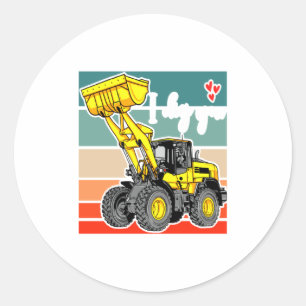 Construction Vehicles Valentines Hearts Excavator  Classic Round Sticker
