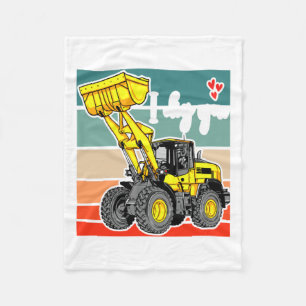 Construction Vehicles Valentines Hearts Excavator Fleece Blanket