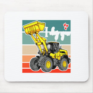 Construction Vehicles Valentines Hearts Excavator  Mouse Mat