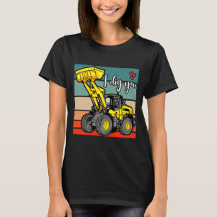 Construction Vehicles Valentines Hearts Excavator  T-Shirt