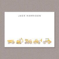 Construction Vehicles Watercolor Boys Monogrammed