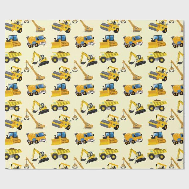 Construction Vehicles Wrapping Paper (Flat)